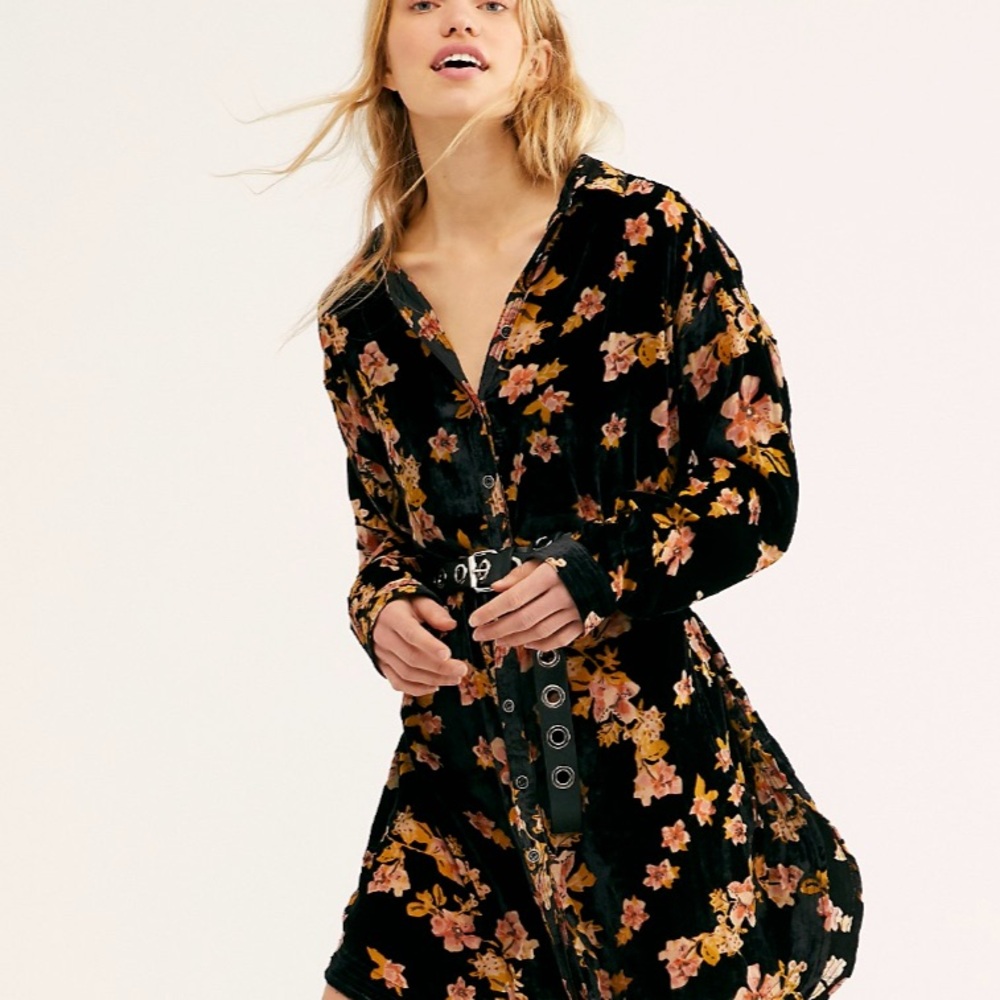 We The Free Velvet Burnout Shirt Dress